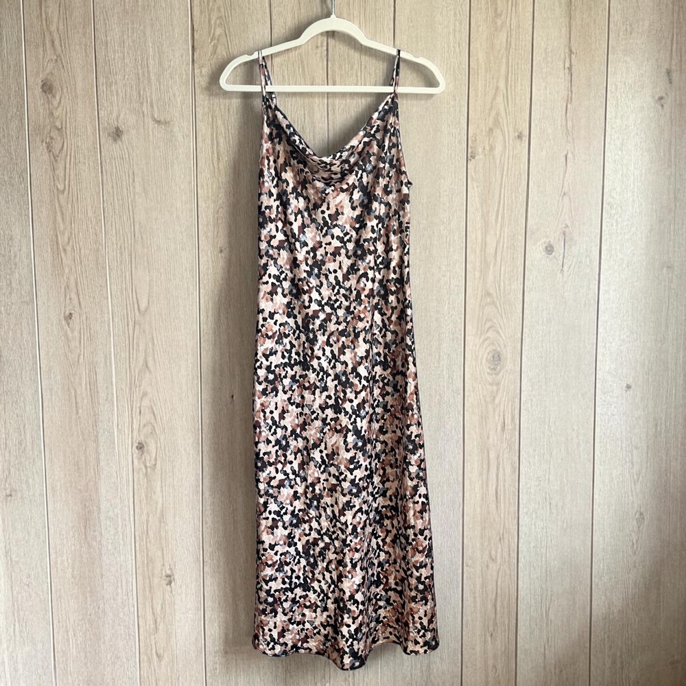 Nicole Miller Slip Dress Women's Medium New NWT Cowl Neck Wedding Guest Midi